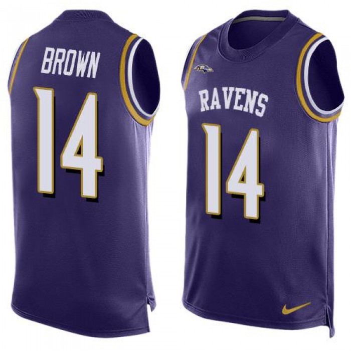 Men's Baltimore Ravens #14 Marlon Brown Purple Hot Pressing Player Name & Number Nike NFL Tank Top Jersey