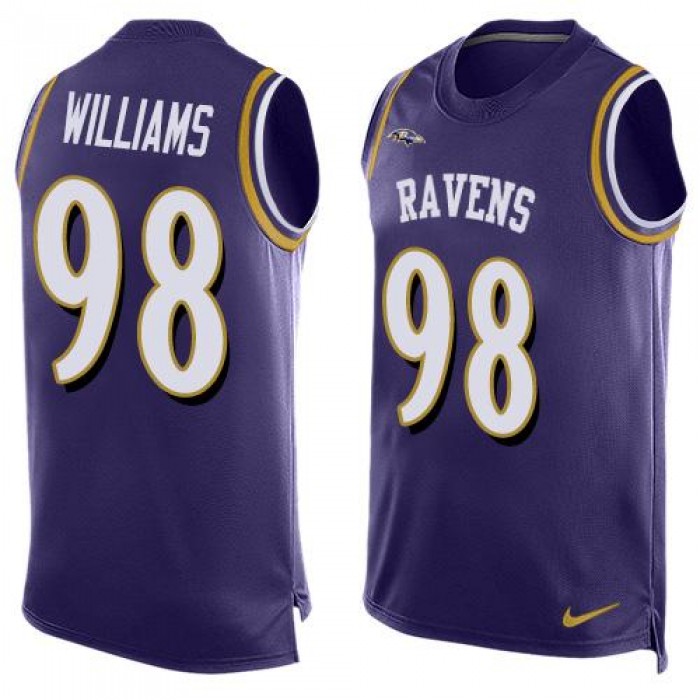 Men's Baltimore Ravens #98 Brandon Williams Purple Hot Pressing Player Name & Number Nike NFL Tank Top Jersey