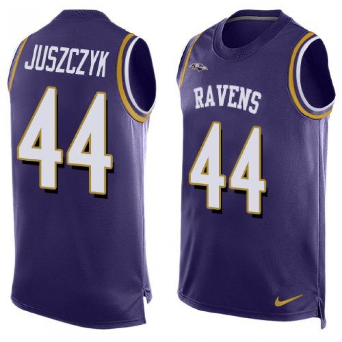 Men's Baltimore Ravens #44 Kyle Juszczyk Purple Hot Pressing Player Name & Number Nike NFL Tank Top Jersey