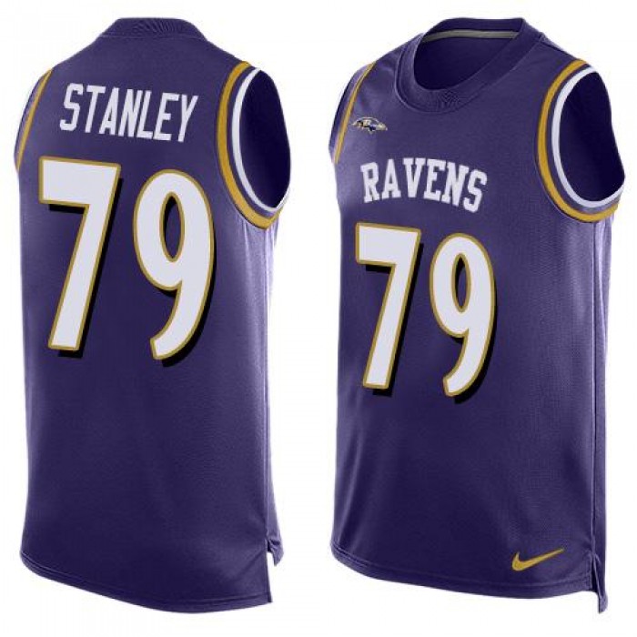 Men's Baltimore Ravens #79 Ronnie Stanley Purple Hot Pressing Player Name & Number Nike NFL Tank Top Jersey