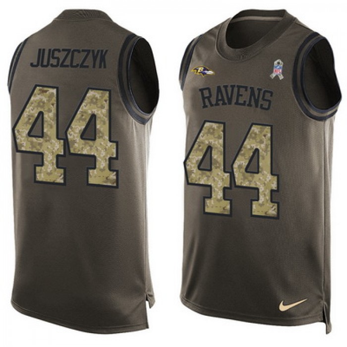 Men's Baltimore Ravens #44 Kyle Juszczyk Green Salute to Service Hot Pressing Player Name & Number Nike NFL Tank Top Jersey