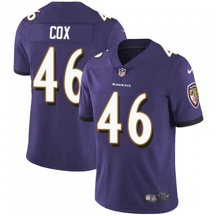 Nike Baltimore Ravens #46 Morgan Cox Purple Team Color Men's Stitched NFL Vapor Untouchable Limited Jersey