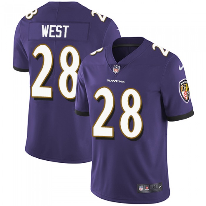 Nike Baltimore Ravens #28 Terrance West Purple Team Color Men's Stitched NFL Vapor Untouchable Limited Jersey
