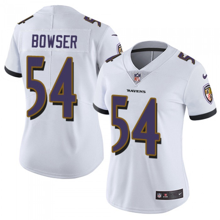 Women's Nike Ravens #54 Tyus Bowser White Stitched NFL Vapor Untouchable Limited Jersey