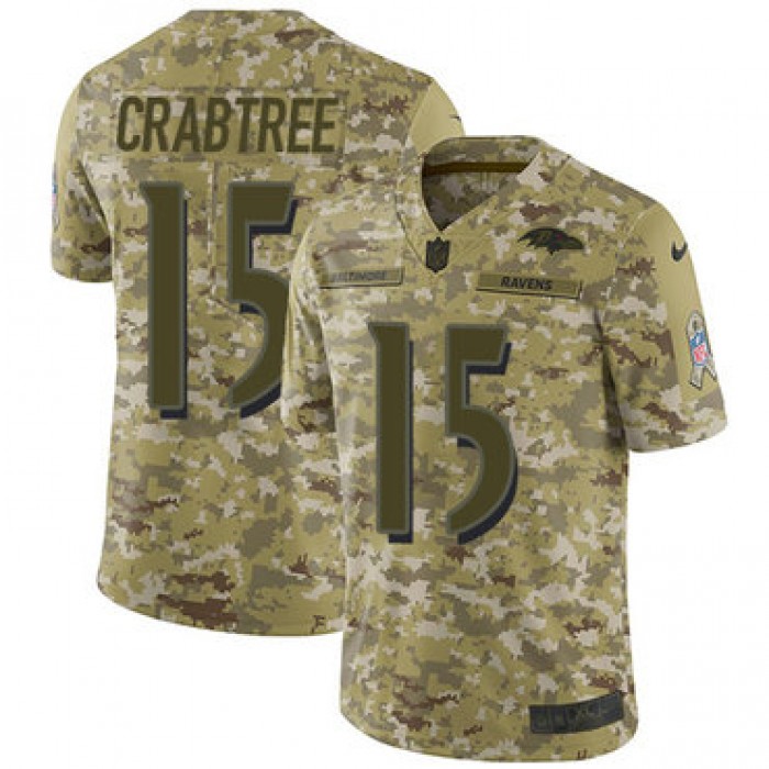 Nike Ravens #15 Michael Crabtree Camo Men's Stitched NFL Limited 2018 Salute To Service Jersey