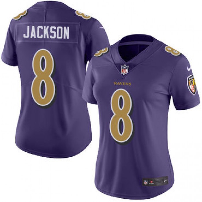 Nike Ravens #8 Lamar Jackson Purple Women's Stitched NFL Limited Rush Jersey
