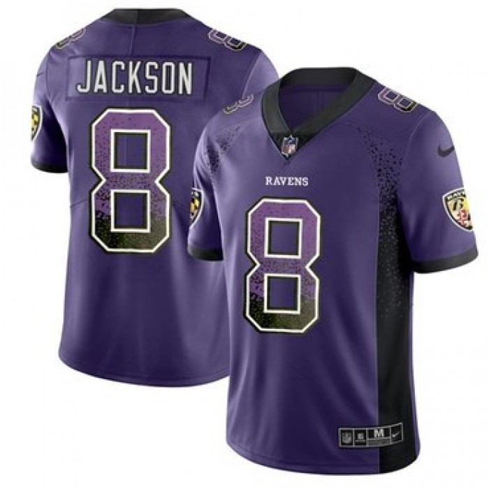 Nike Baltimore Ravens #8 Lamar Jackson Purple Team Color Men's Stitched NFL Limited Rush Drift Fashion Jersey