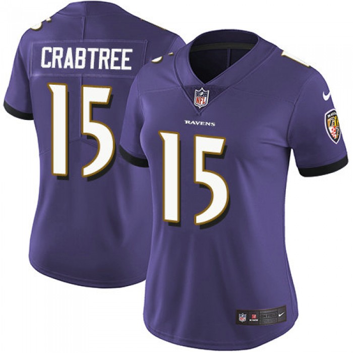 Women Nike Ravens #15 Michael Crabtree Purple Team Color Stitched NFL Vapor Untouchable Limited Jersey
