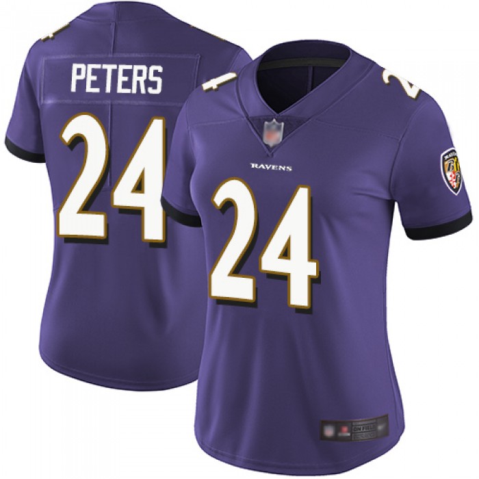 Ravens #24 Marcus Peters Purple Team Color Women's Stitched Football Vapor Untouchable Limited Jersey