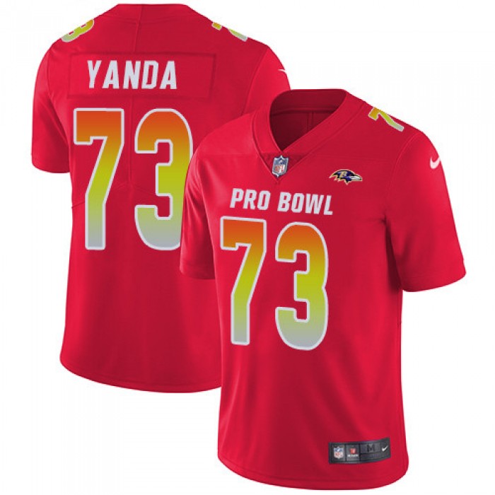 Nike Baltimore Ravens #73 Marshal Yanda Red Men's Stitched NFL Limited AFC 2019 Pro Bowl Jersey