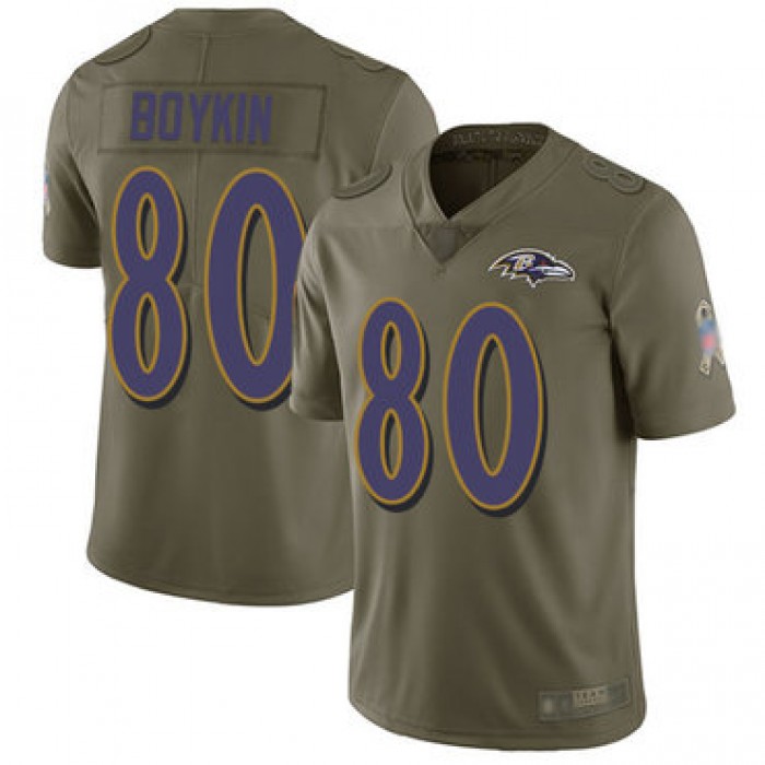 Ravens #80 Miles Boykin Olive Men's Stitched Football Limited 2017 Salute To Service Jersey