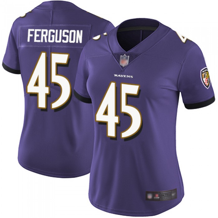 Ravens #45 Jaylon Ferguson Purple Team Color Women's Stitched Football Vapor Untouchable Limited Jersey