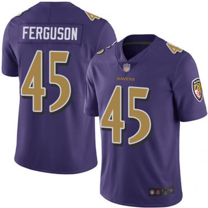 Ravens #45 Jaylon Ferguson Purple Youth Stitched Football Limited Rush Jersey