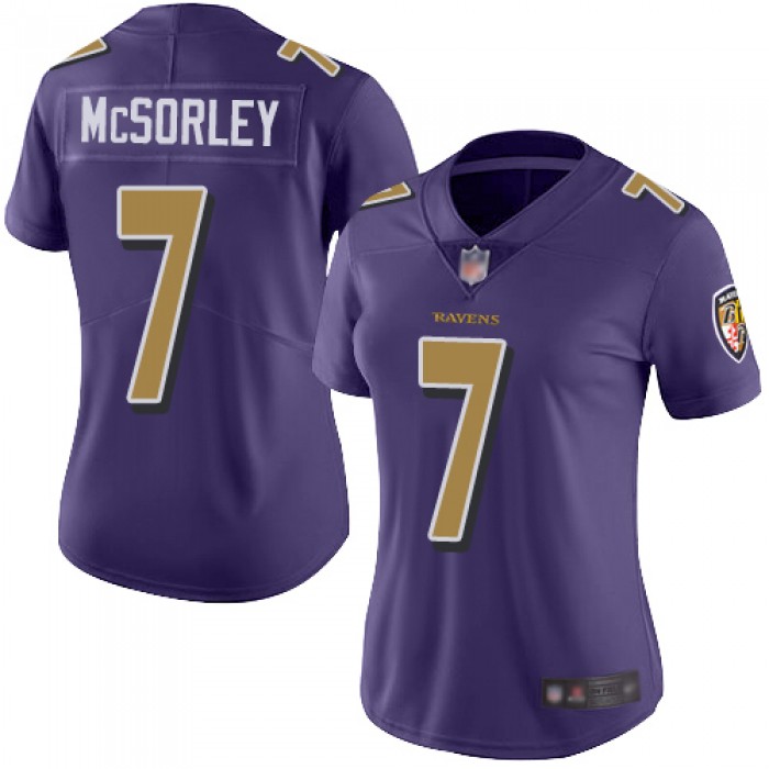 Ravens #7 Trace McSorley Purple Women's Stitched Football Limited Rush Jersey