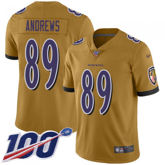 Nike Ravens #89 Mark Andrews Gold Men's Stitched NFL Limited Inverted Legend 100th Season Jersey