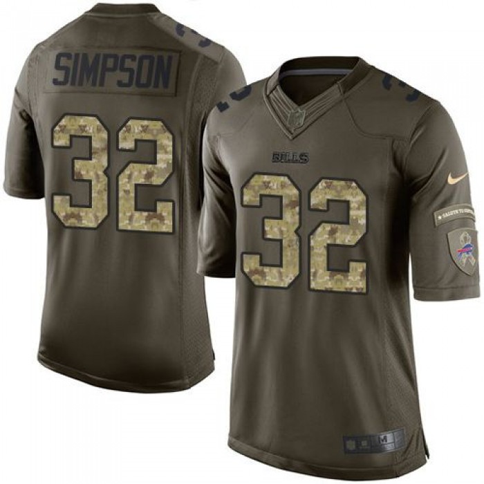 Nike Bills #32 O. J. Simpson Green Men's Stitched NFL Limited Salute To Service Jersey