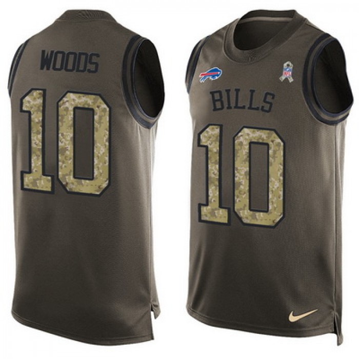 Men's Buffalo Bills #10 Robert Woods Green Salute to Service Hot Pressing Player Name & Number Nike NFL Tank Top Jersey