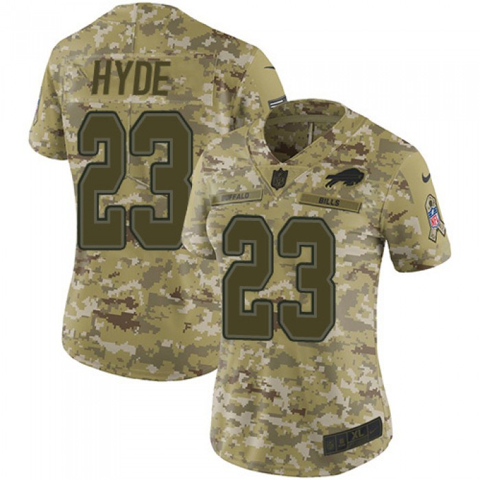 Nike Bills #23 Micah Hyde Camo Women's Stitched NFL Limited 2018 Salute to Service Jersey
