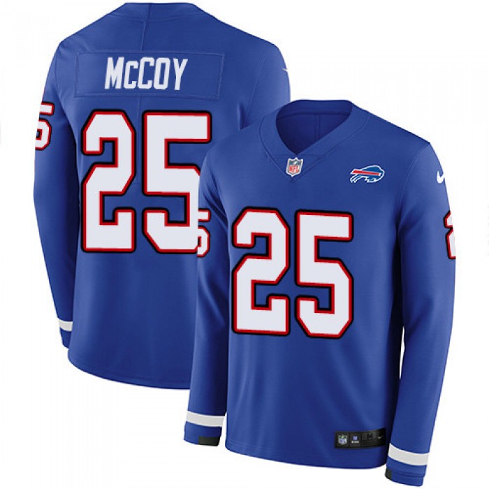 Nike Bills #25 LeSean McCoy Royal Blue Team Color Men's Stitched NFL Limited Therma Long Sleeve Jersey