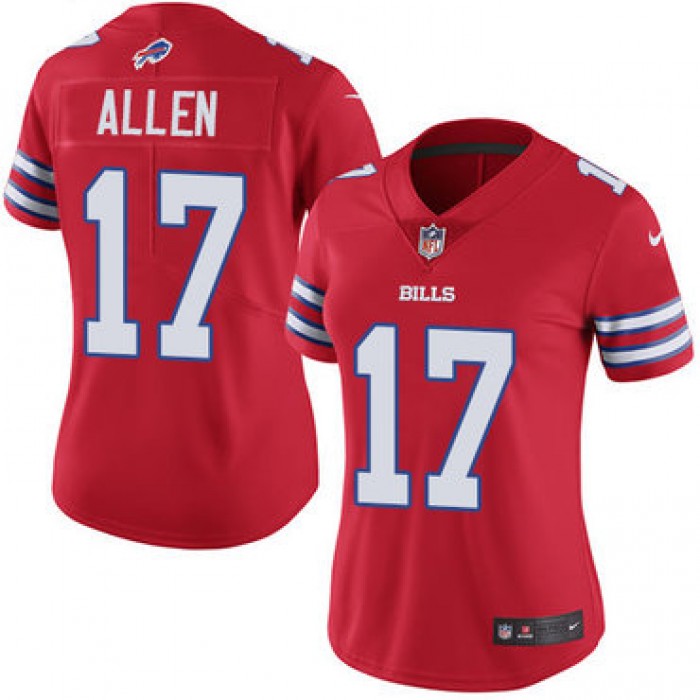 Nike Bills #17 Josh Allen Red Women's Stitched NFL Limited Rush Jersey