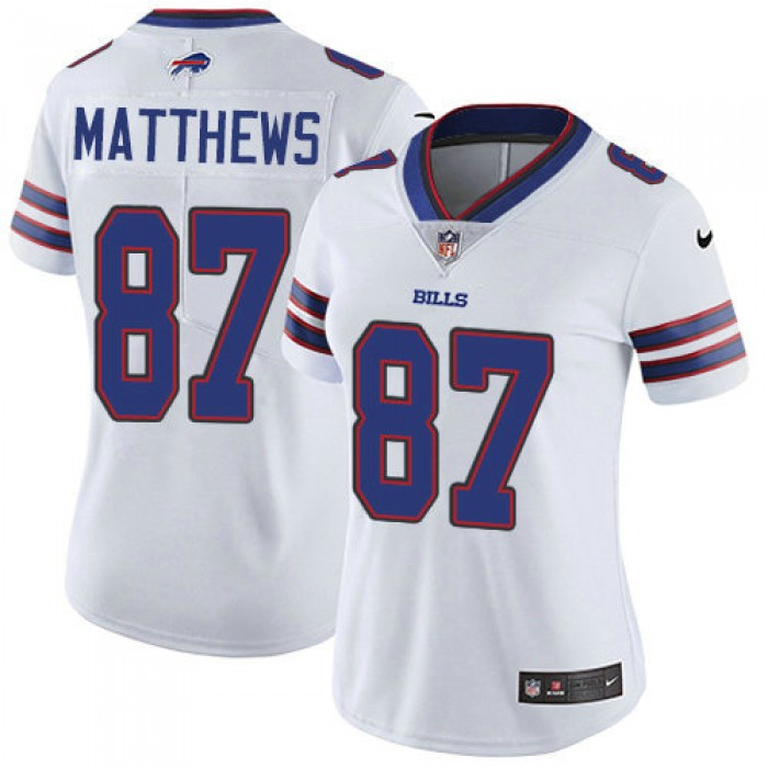 Women Nike Bills #87 Jordan Matthews White Stitched NFL Vapor Untouchable Limited Jersey