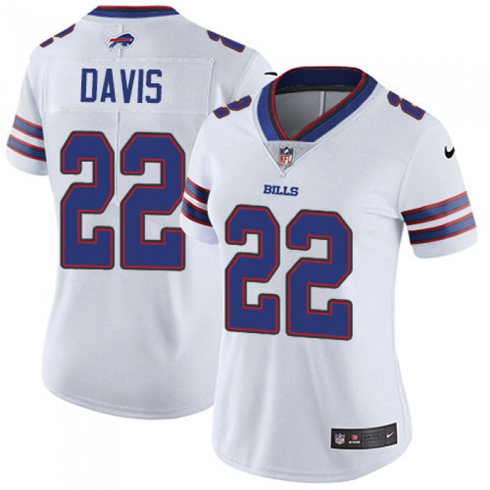 Women Nike Bills #22 Vontae Davis White Stitched NFL Vapor Untouchable Limited Jersey