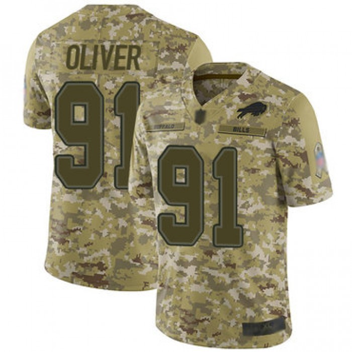 Bills #91 Ed Oliver Camo Men's Stitched Football Limited 2018 Salute To Service Jersey