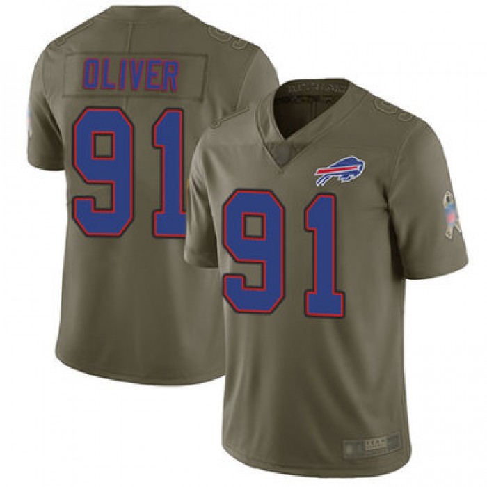 Bills #91 Ed Oliver Olive Men's Stitched Football Limited 2017 Salute To Service Jersey