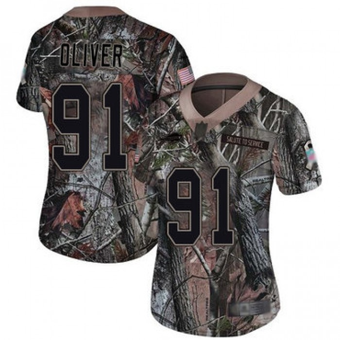 Bills #91 Ed Oliver Camo Women's Stitched Football Limited Rush Realtree Jersey