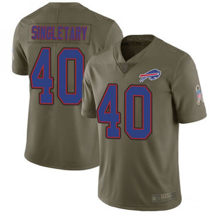 Bills #40 Devin Singletary Olive Men's Stitched Football Limited 2017 Salute To Service Jersey