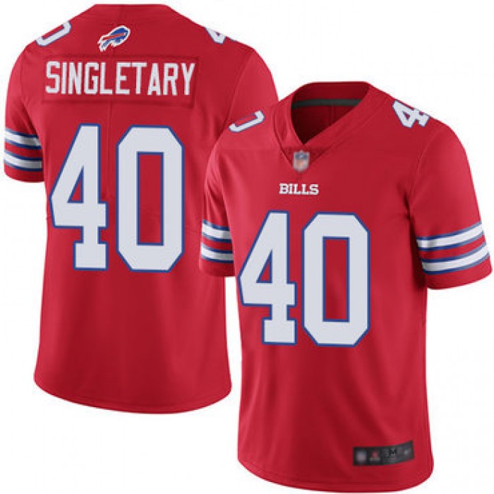 Bills #40 Devin Singletary Red Men's Stitched Football Limited Rush Jersey