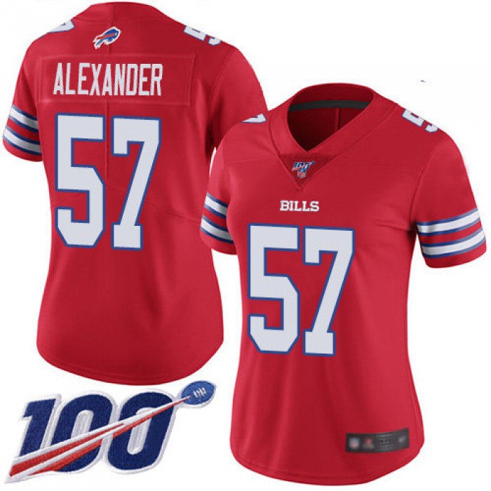 Nike Bills #57 Lorenzo Alexander Red Women's Stitched NFL Limited Rush 100th Season Jersey