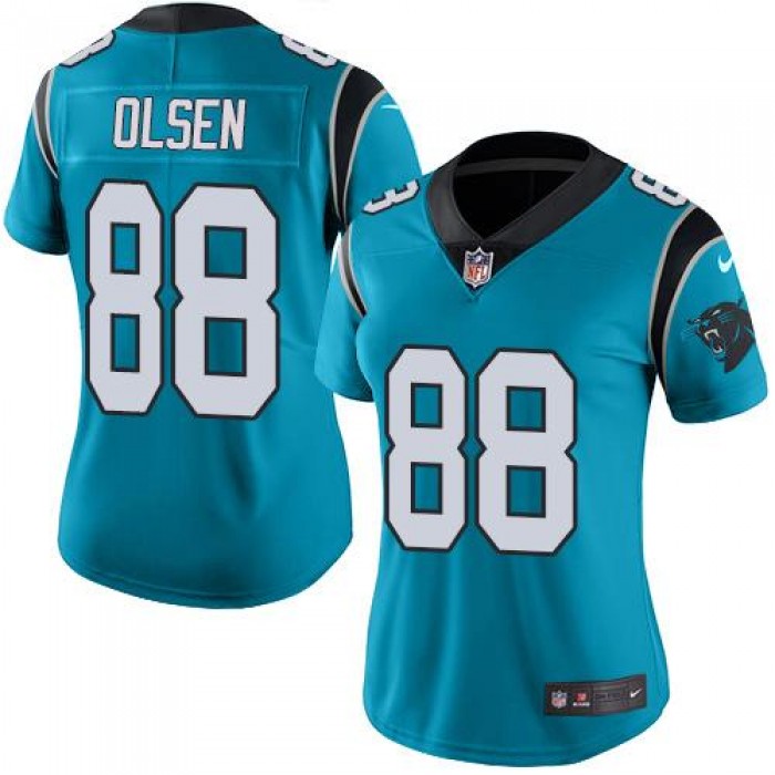 Nike Panthers #88 Greg Olsen Blue Women's Stitched NFL Limited Rush Jersey