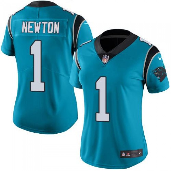 Nike Panthers #1 Cam Newton Blue Women's Stitched NFL Limited Rush Jersey