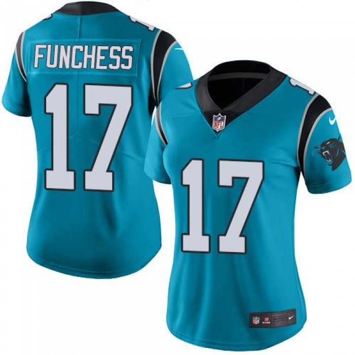 Nike Panthers #17 Devin Funchess Blue Women's Stitched NFL Limited Rush Jersey