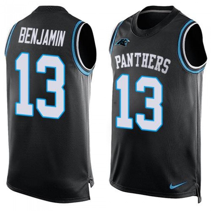 Men's Carolina Panthers #13 Kelvin Benjamin Black Hot Pressing Player Name & Number Nike NFL Tank Top Jersey