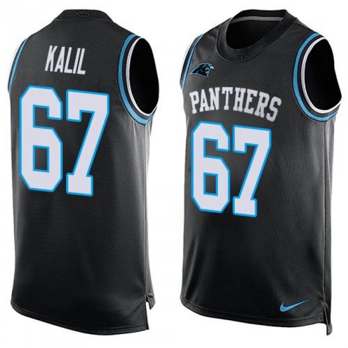 Men's Carolina Panthers #67 Ryan Kalil Black Hot Pressing Player Name & Number Nike NFL Tank Top Jersey
