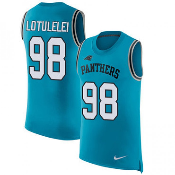 Nike Panthers #98 Star Lotulelei Blue Alternate Men's Stitched NFL Limited Rush Tank Top Jersey