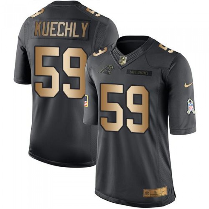 Nike Panthers #59 Luke Kuechly Black Men's Stitched NFL Limited Gold Salute To Service Jersey