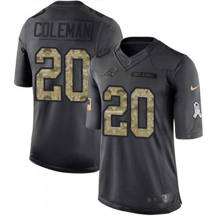 Nike Panthers #20 Kurt Coleman Black Men's Stitched NFL Limited 2016 Salute to Service Jersey