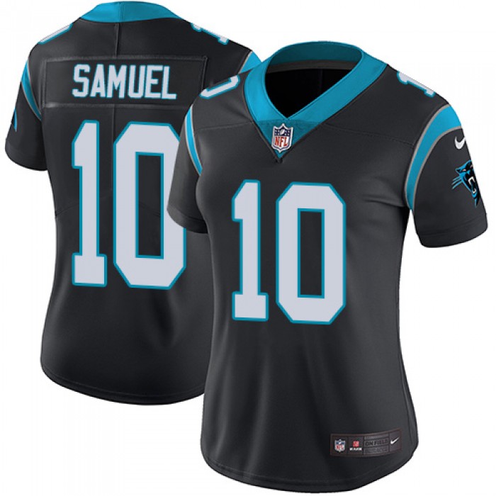 Women's Nike Panthers #10 Curtis Samuel Black Team Color Stitched NFL Vapor Untouchable Limited Jersey