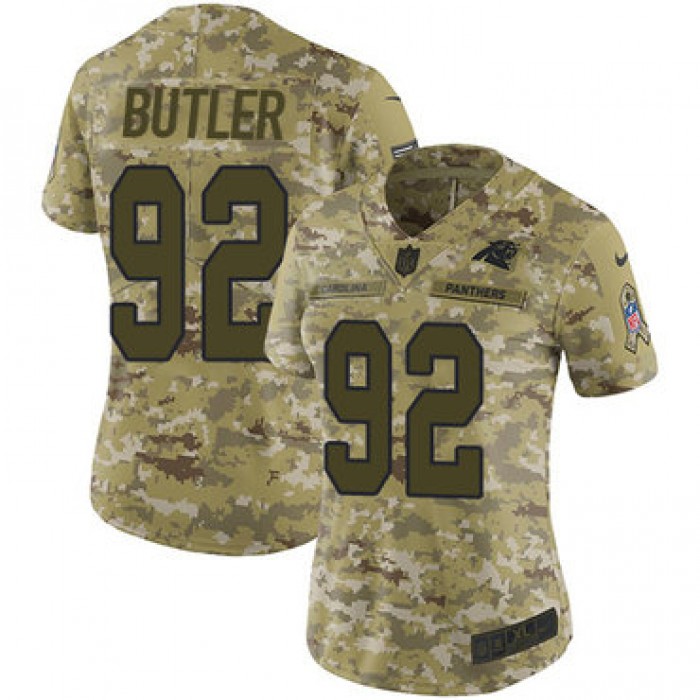 Nike Panthers #92 Vernon Butler Camo Women's Stitched NFL Limited 2018 Salute to Service Jersey