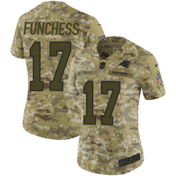 Nike Panthers #17 Devin Funchess Camo Women's Stitched NFL Limited 2018 Salute to Service Jersey