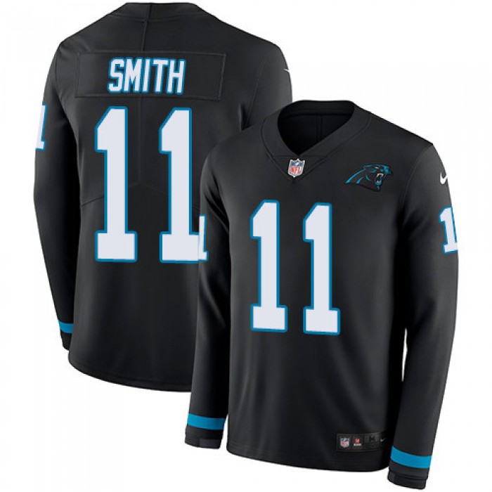 Nike Panthers #11 Torrey Smith Black Team Color Men's Stitched NFL Limited Therma Long Sleeve Jersey