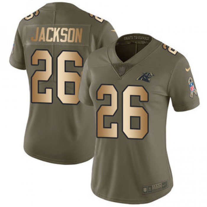 Nike Panthers #26 Donte Jackson Olive Gold Women's Stitched NFL Limited 2017 Salute to Service Jersey