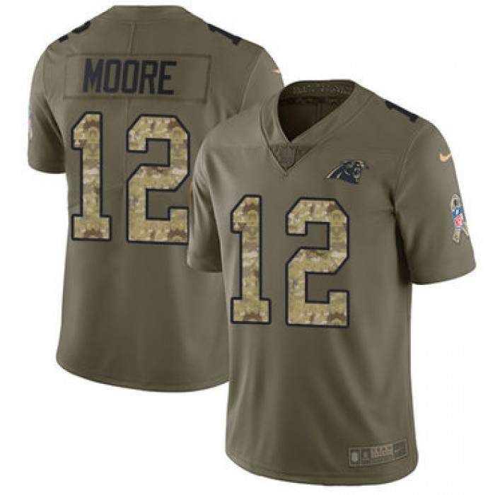 Nike Panthers #12 DJ Moore Olive Camo Youth Stitched NFL Limited 2017 Salute to Service Jersey