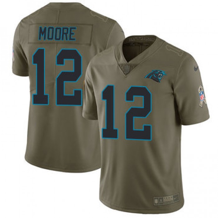 Nike Panthers #12 DJ Moore Olive Youth Stitched NFL Limited 2017 Salute to Service Jersey
