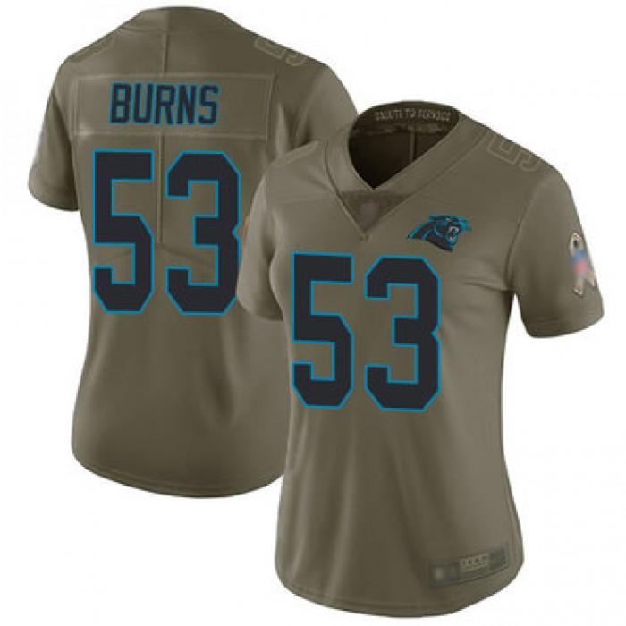 Panthers #53 Brian Burns Olive Women's Stitched Football Limited 2017 Salute to Service Jersey