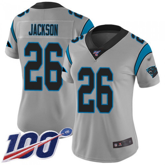Nike Panthers #26 Donte Jackson Silver Women's Stitched NFL Limited Inverted Legend 100th Season Jersey