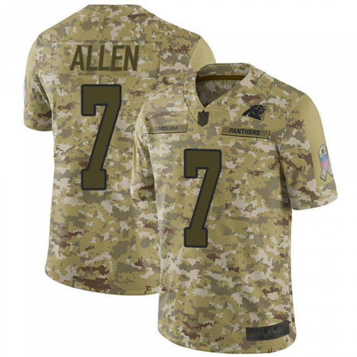 Panthers #7 Kyle Allen Camo Men's Stitched Football Limited 2018 Salute To Service Jersey